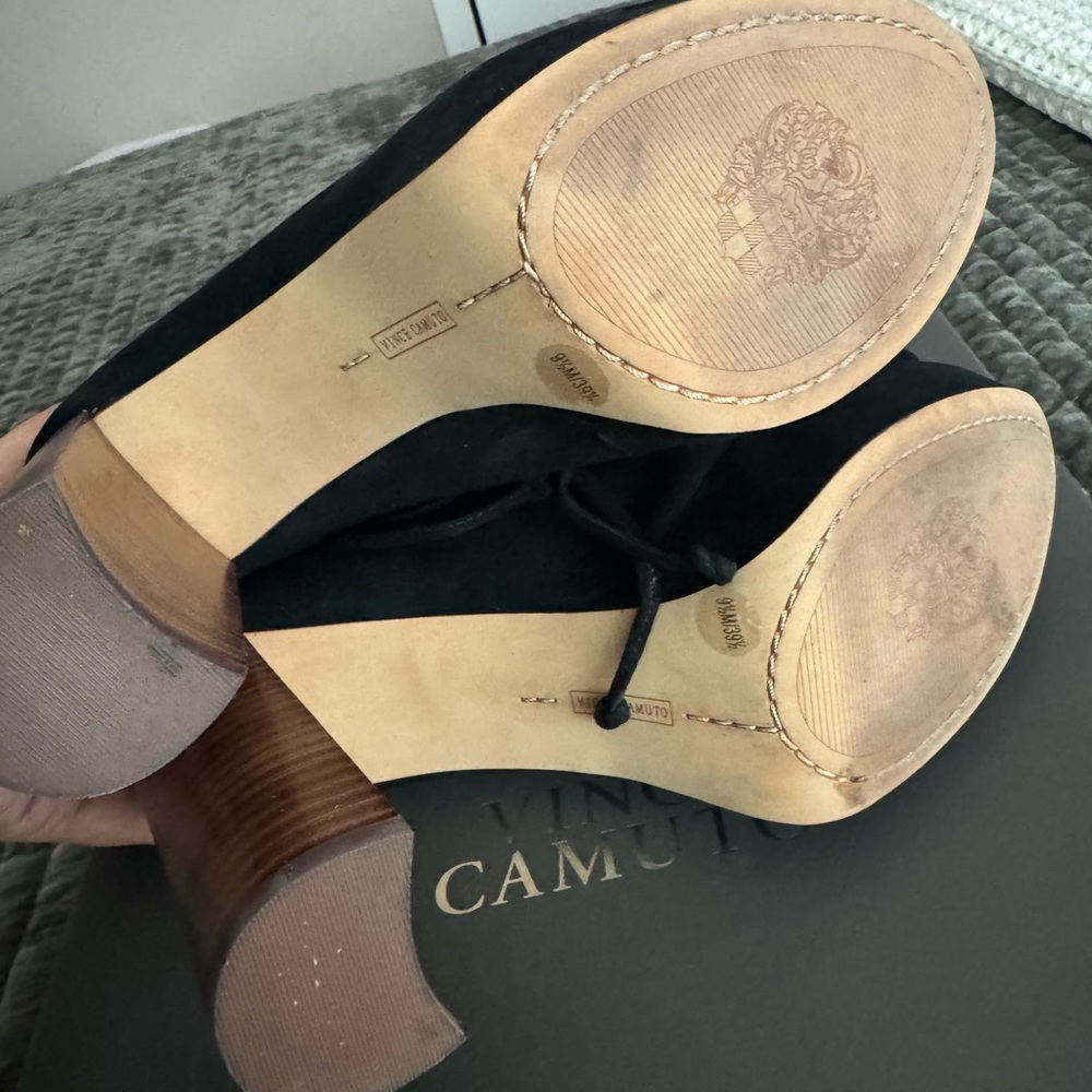 Vince Camuto Black Suede Lace-Up Heels - Picture 5 of 9